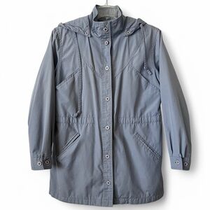 Vintage London Fog Rain Coat Utility Jacket Women’s Size 6 Removable Hood Gray